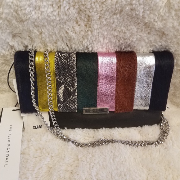 Loeffler Randall Handbags - Loeffler Randall Tab Metallic Leather Clutch-multi